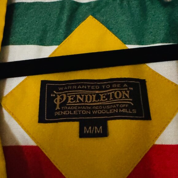 Pendleton Astoria Rain Jacket M Yellow Hooded Coat Waterproof Lined Stripe Parka - Picture 10 of 15